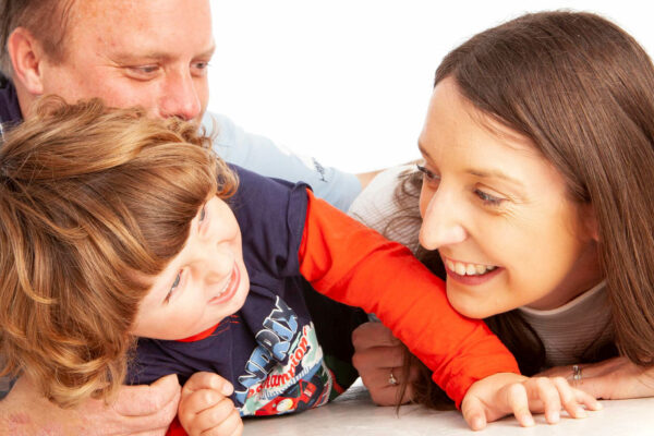 mum smiling at son